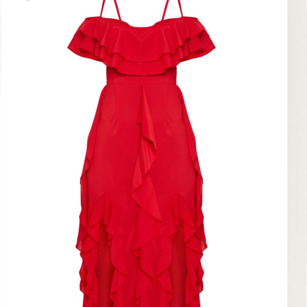 ASOS Red Ruffle Midi Dress - Picture 3 of 3